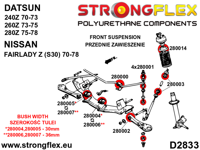 Tuleja łącznika stabilizatora przedniego i tylnego 240/260/280Z (70-78) Fairlady Z (70-78) S30
