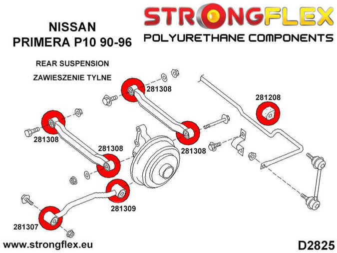Tuleja wahaczy tylnych poprzecznych 100NX (90-96) B13 Primera Sunny / Pulsar / Sentra / Sabre G